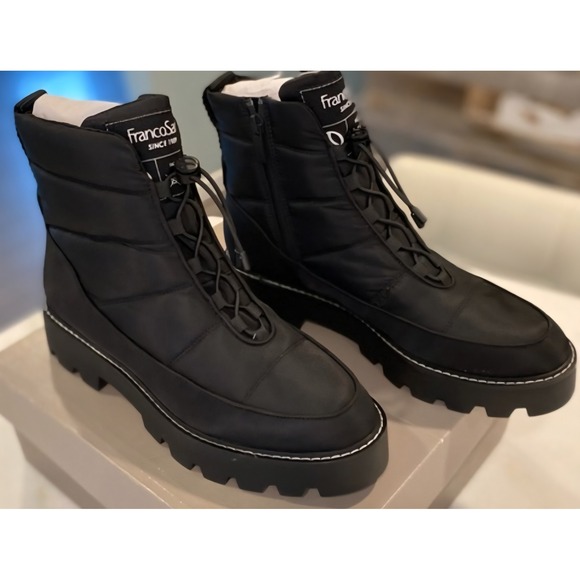 Franco Sarto Shoes - Franco Sarto Black Puffer Lace Up Side Zip Winter Boots Women Size 9